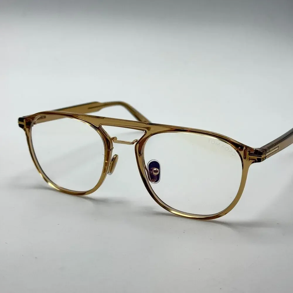 Tom Ford Eyeglasses Frame TF5982-B 045 Shiny Light Brown Pilot 52-20-145mm